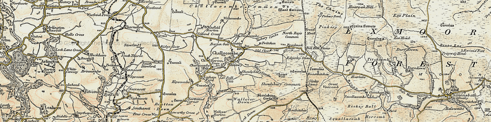 Old map of Challacombe in 1900