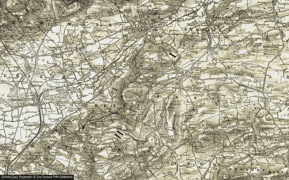 Old Map of Historic Map covering Barbarafield in 1906-1908