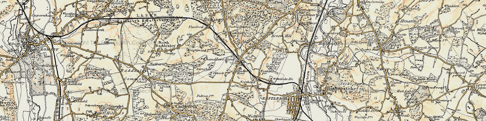 Old map of Chandler's Ford in 1897-1909