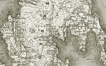 Old map of Channerwick in 1911-1912