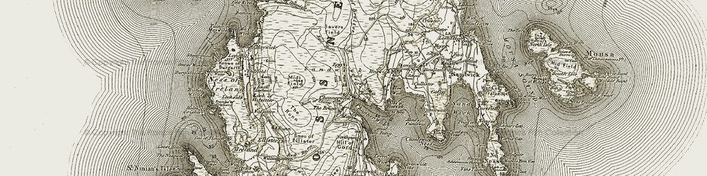 Old map of Burn of Breitoe in 1911-1912