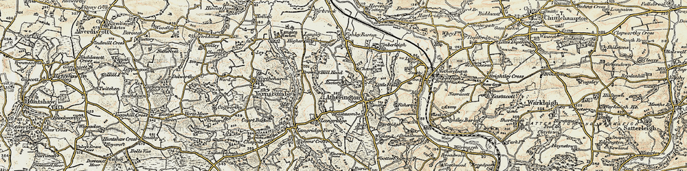Old map of Langley Cross in 1899-1900