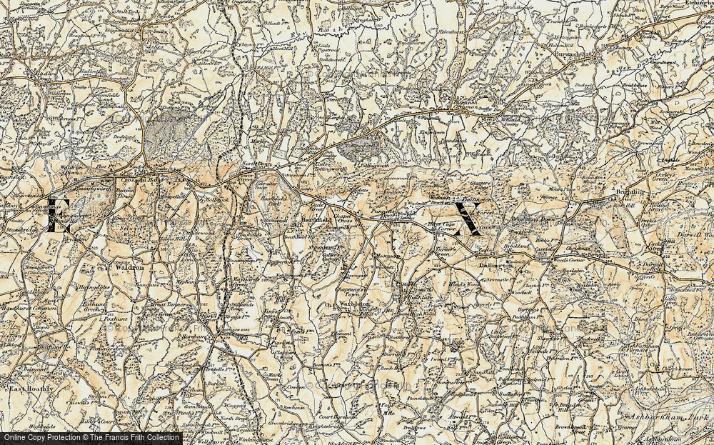 Old Map of Historic Map covering Beaconland in 1898