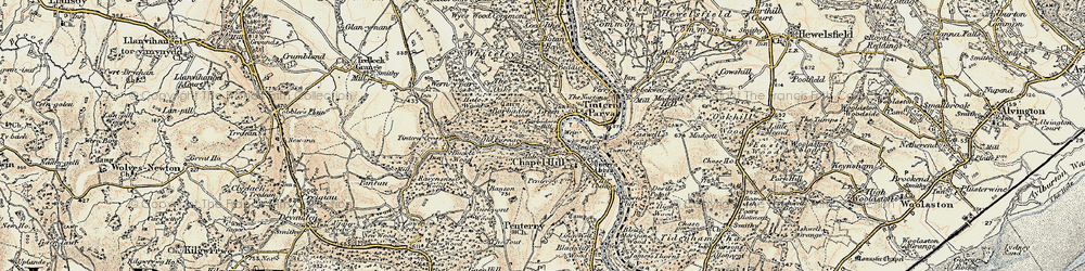 Old map of Tintern Abbey in 1899-1900