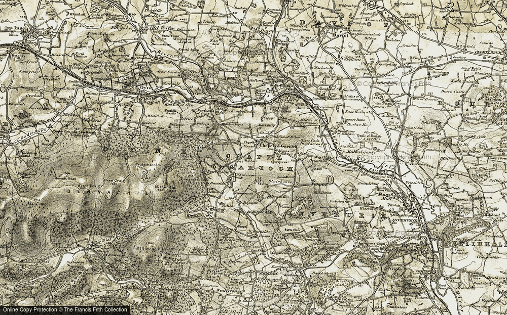 Old Map of Chapel of Garioch, 1909-1910 in 1909-1910