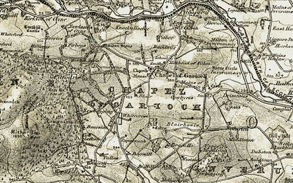 Old map of Chapel of Garioch in 1909-1910