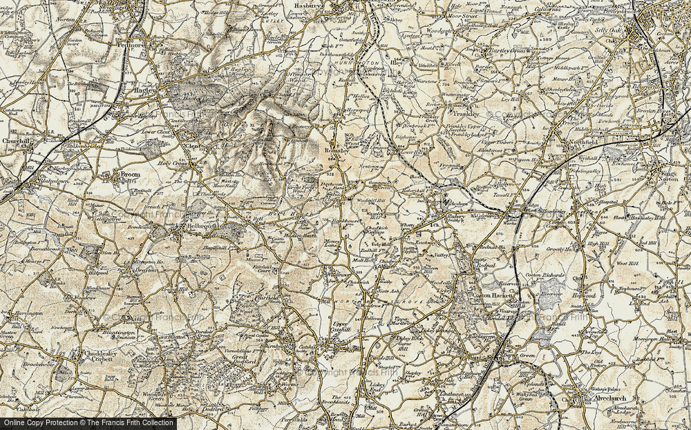 Old Map of Historic Map covering Windmill Hill in 1901-1902