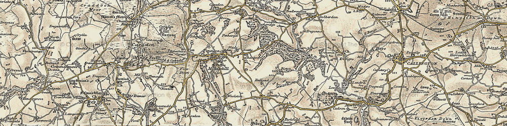 Old map of Bicton Manor in 1900