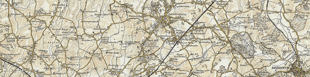 Old map of Charford in 1901-1902