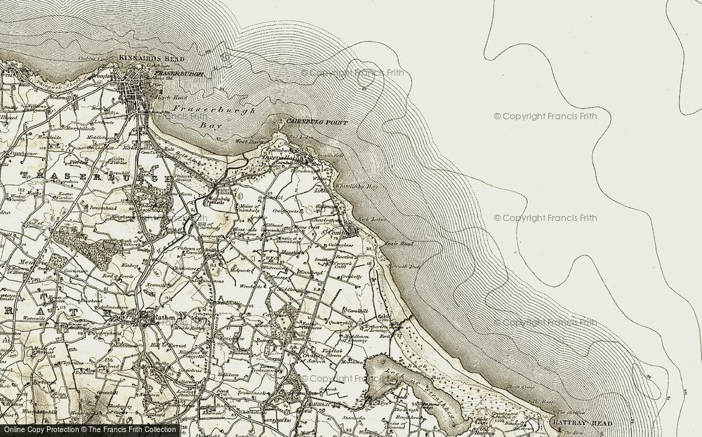 Old Map of Historic Map covering Whitecairns in 1909-1910