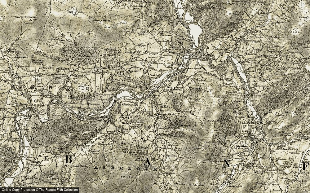 Old Map of Historic Map covering Wester Elchies in 1908-1911