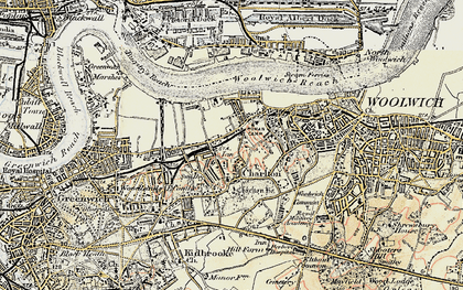 Old map of Woolwich Common in 1897-1902