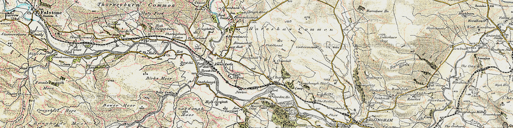 Old map of Lankey Burn in 1901-1904