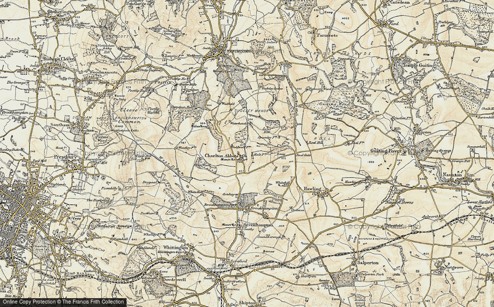 Old Map of Historic Map covering Belas Knap (Long Barrow) in 1898-1900