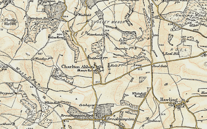 Old map of Belas Knap (Long Barrow) in 1898-1900