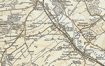 Old map of Charlton on the Hill in 1897-1909
