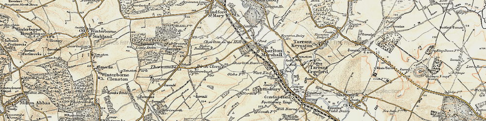 Old map of Charlton on the Hill in 1897-1909