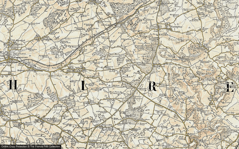 Old Map of Historic Map covering Winchester Wood in 1897-1900