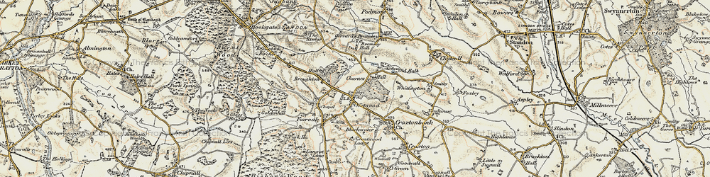 Old map of Charnes in 1902