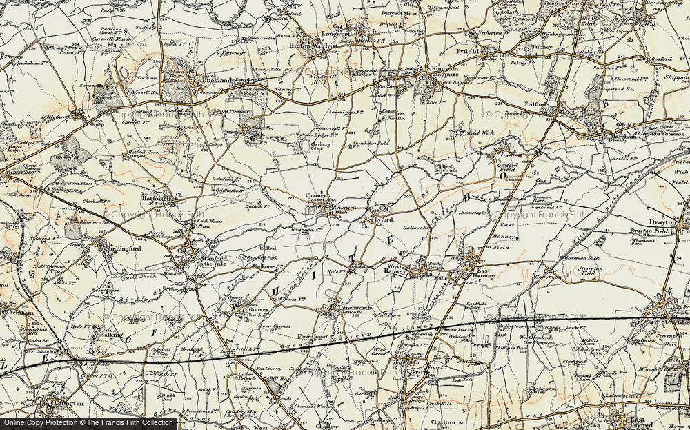 Old Map of Charney Bassett, 1897-1899 in 1897-1899