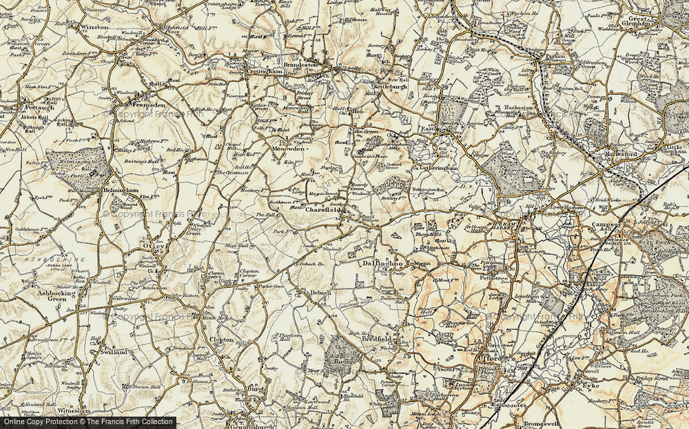 Old Map of Historic Map covering Boardy Green in 1898-1901