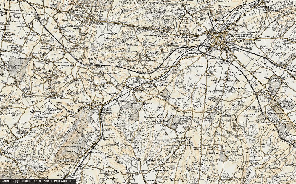 Old Map of Chartham, 1898 in 1898