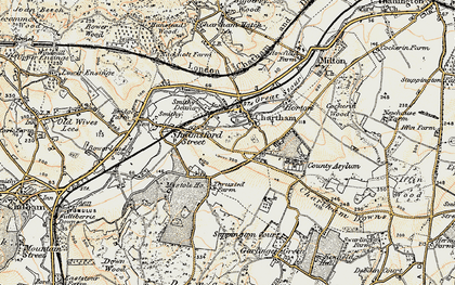 Old map of Chartham in 1898