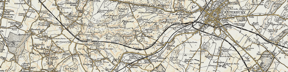 Old map of Chartham Hatch in 1898