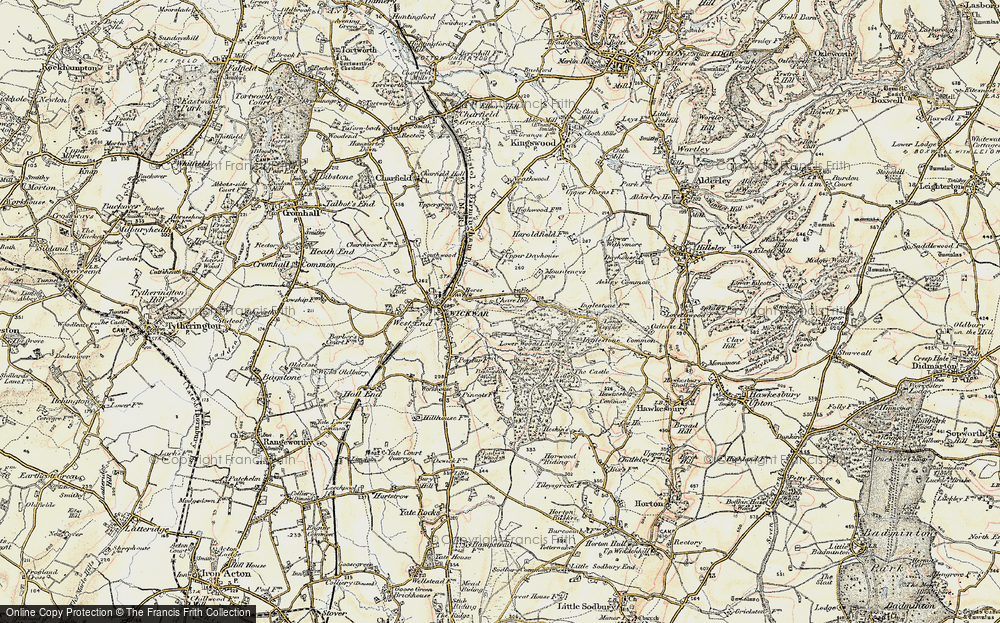 Old Map of Historic Map covering Bishop's Hill Wood in 1898-1899