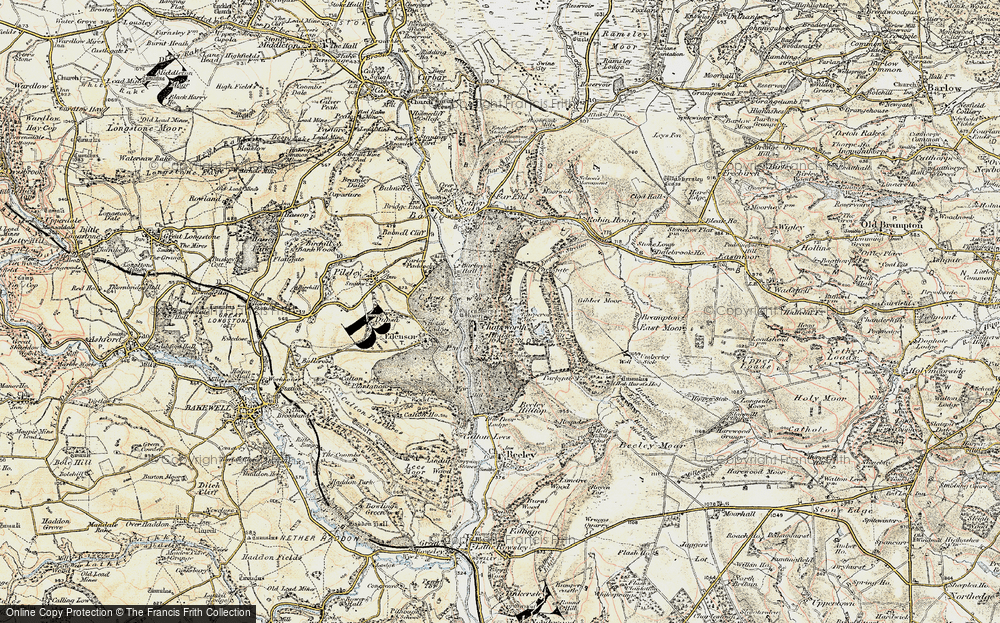 Old Map of Historic Map covering Bunkers Hill Wood in 1902-1903