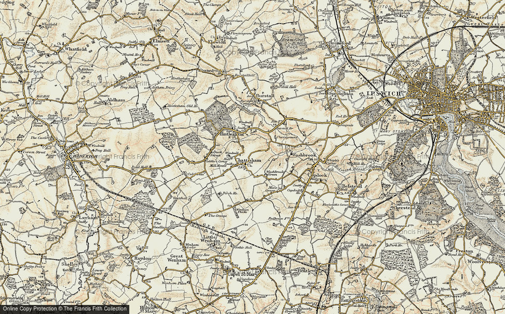 Old Map of Chattisham, 1898-1901 in 1898-1901