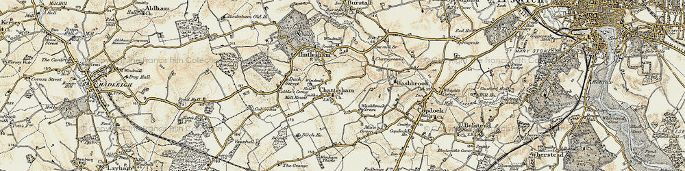 Old map of Chattisham in 1898-1901
