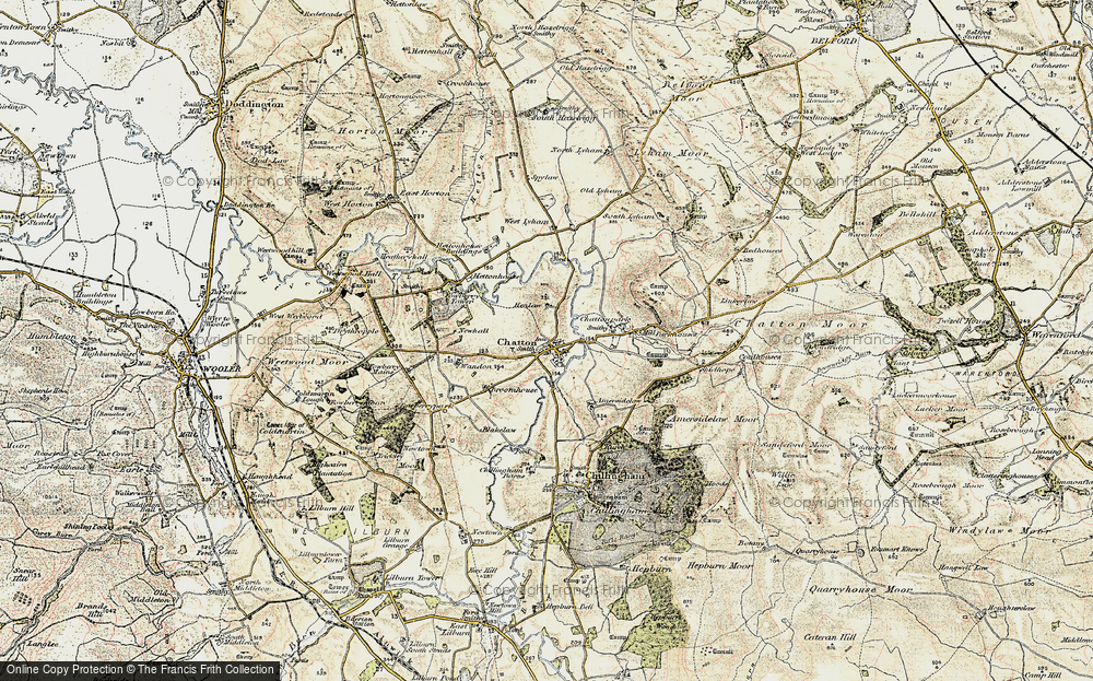 Old Map of Chatton, 1901-1903 in 1901-1903