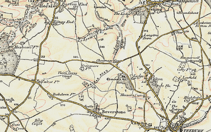 Old map of Ledgemore Bottom in 1898-1900