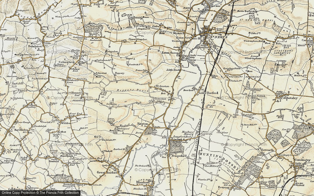 Old Map of Chawston, 1898-1901 in 1898-1901