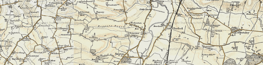 Old map of Chawston in 1898-1901