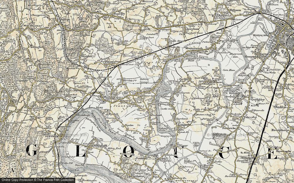 Old Map of Historic Map covering Walmore Common in 1898-1900