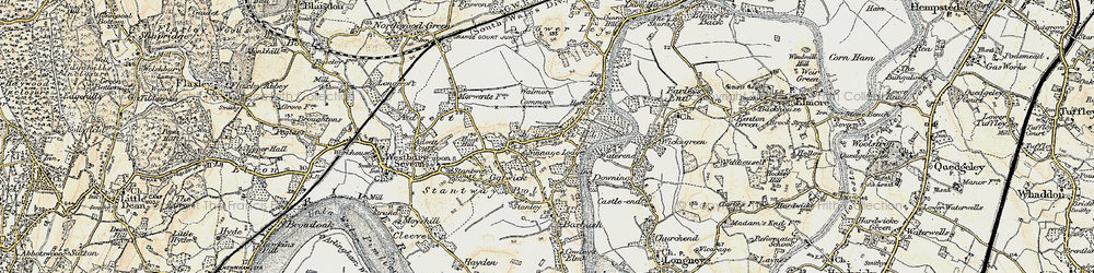 Old map of Walmore Common in 1898-1900