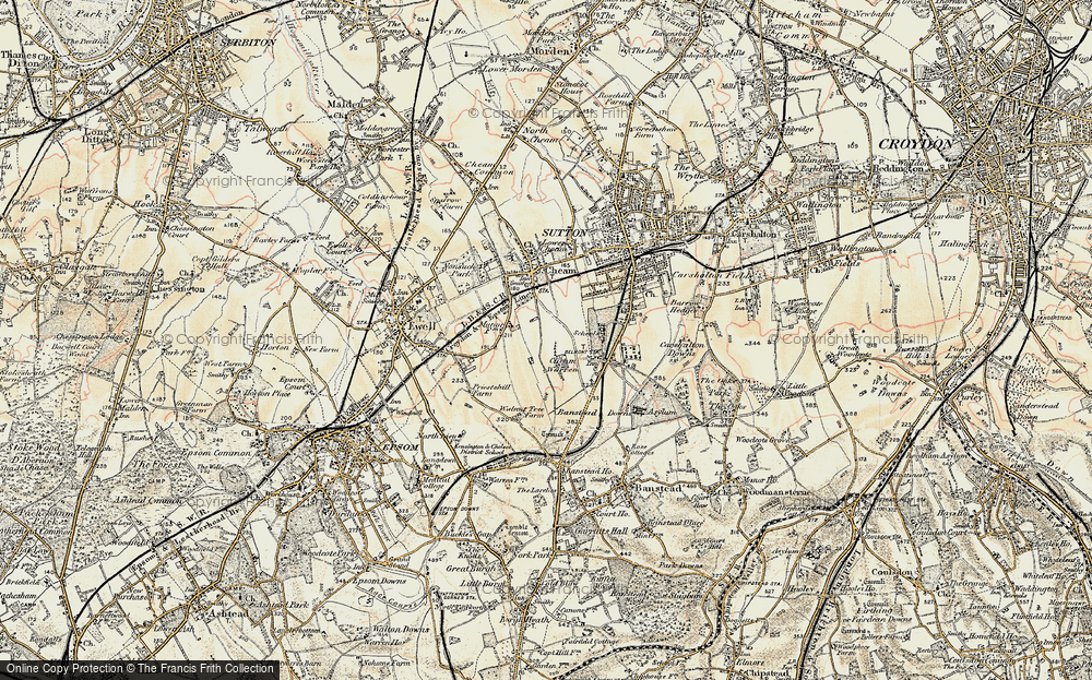 Old Map of Cheam, 1897-1909 in 1897-1909