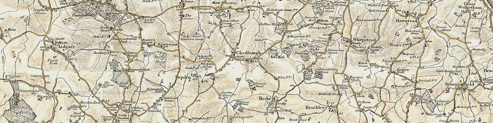 Old map of Chedburgh in 1899-1901