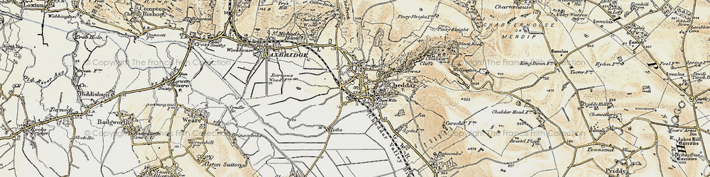 Old map of Cheddar in 1899-1900