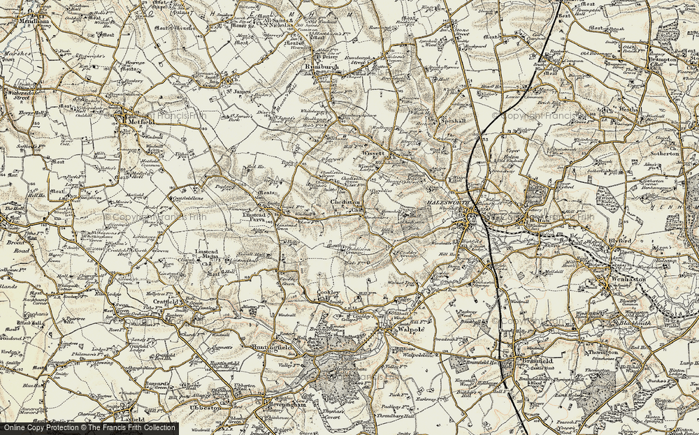 Old Map of Historic Map covering Linstead Parva in 1901-1902