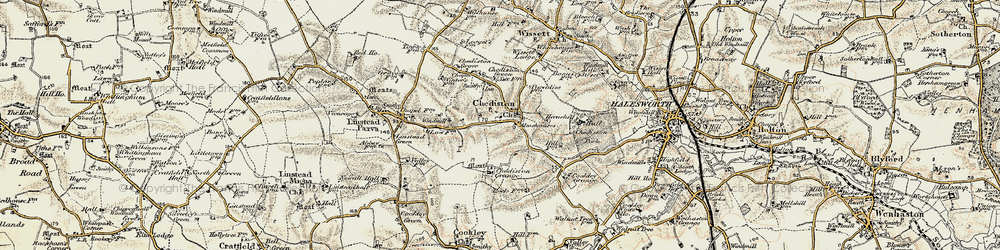 Old map of Linstead Parva in 1901-1902