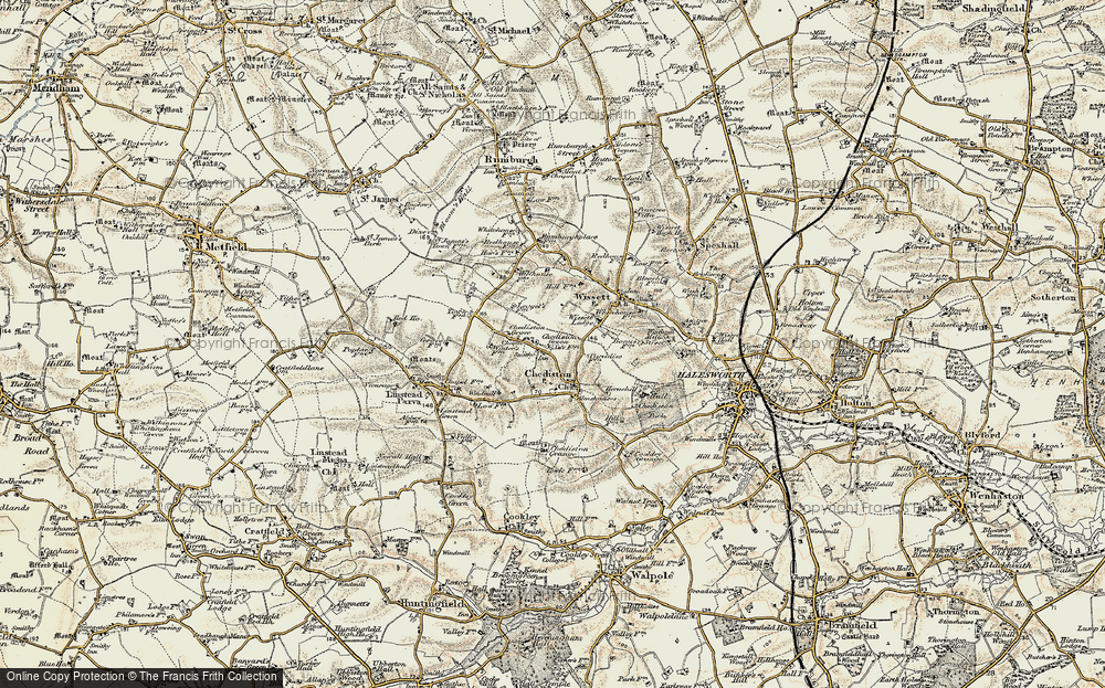 Old Map of Chediston Green, 1901-1902 in 1901-1902