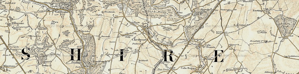 Old map of Chedworth in 1898-1899