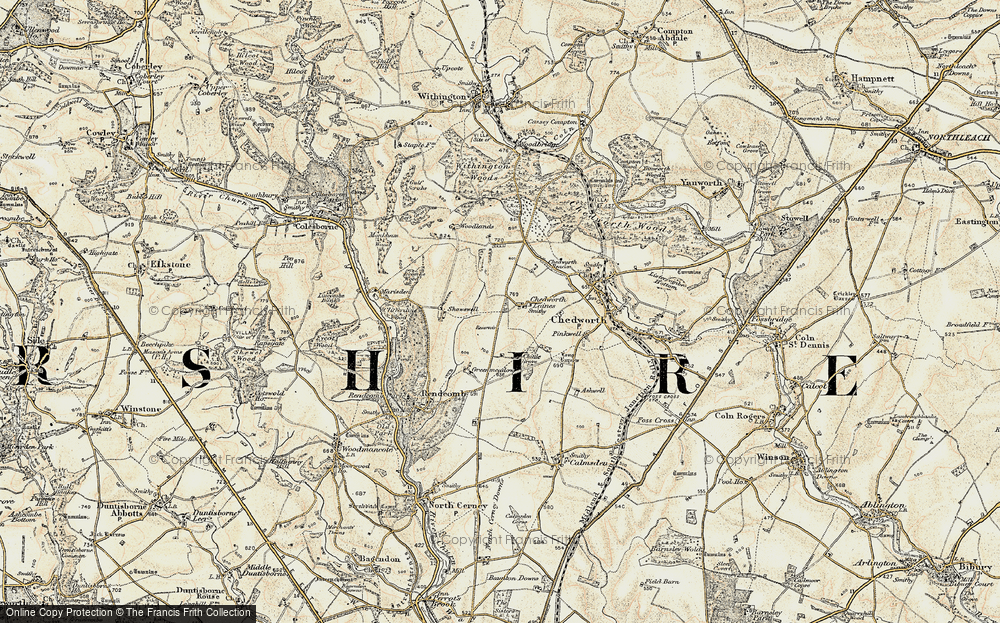 Old Map of Chedworth Laines, 1898-1899 in 1898-1899