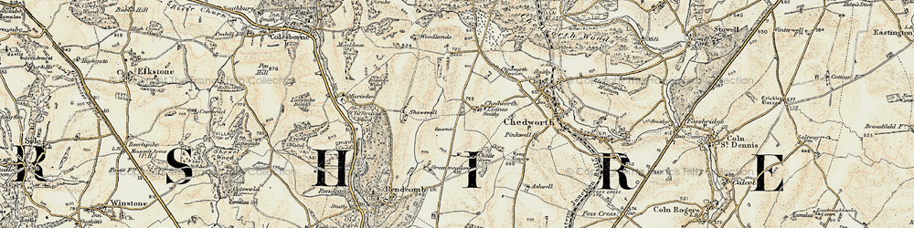 Old map of Chedworth Laines in 1898-1899