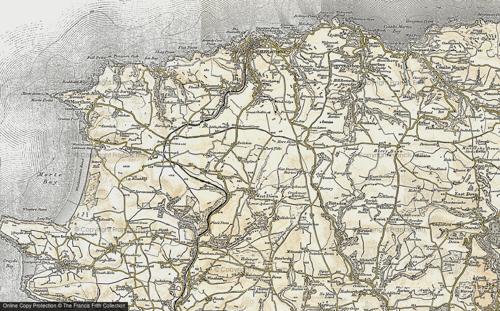 Old Map of Historic Map covering Yellow Rayes in 1900