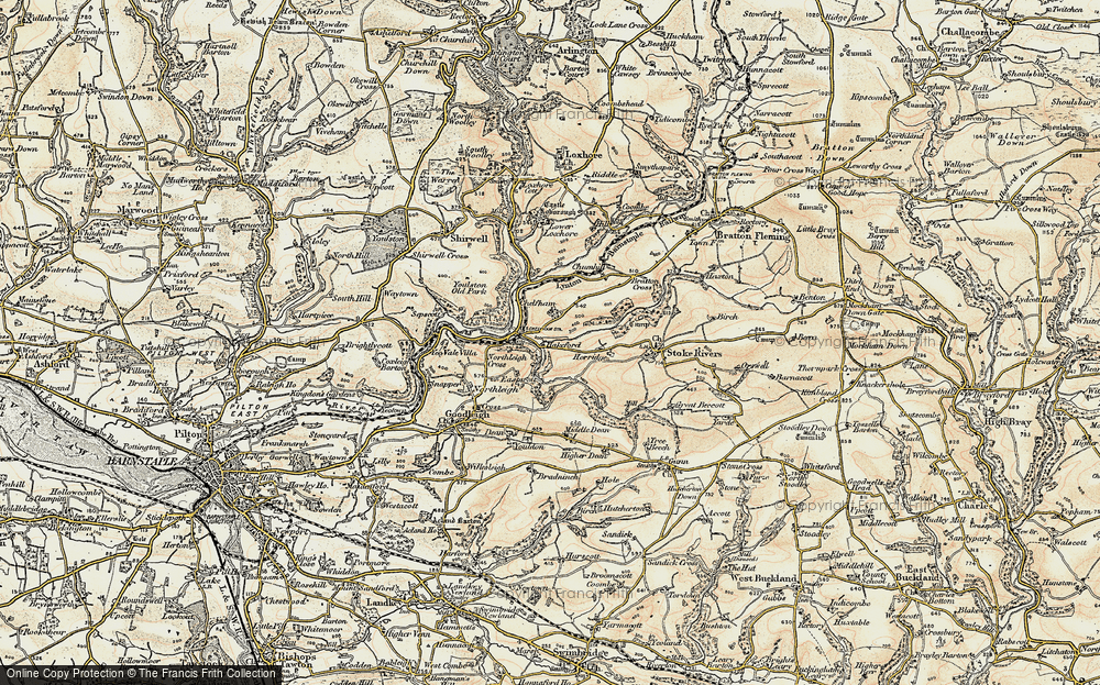 Old Map of Historic Map covering Bratton Cross in 1900