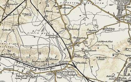 Old map of Chellaston in 1902-1903